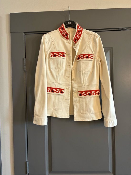 Tory Burch Jackets & Blazers - Tory Burch Cream Stretch Jacket with Color Embroidered Trim & Matching Top
